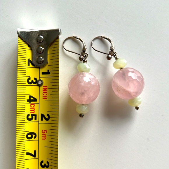 Rose Quartz Earrings - Picture 2 of 3